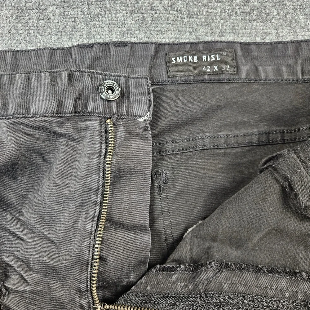 Smoke Rise Mens Distressed Biker Jeans Black Moto Rip Repair Slim Fit 42x32